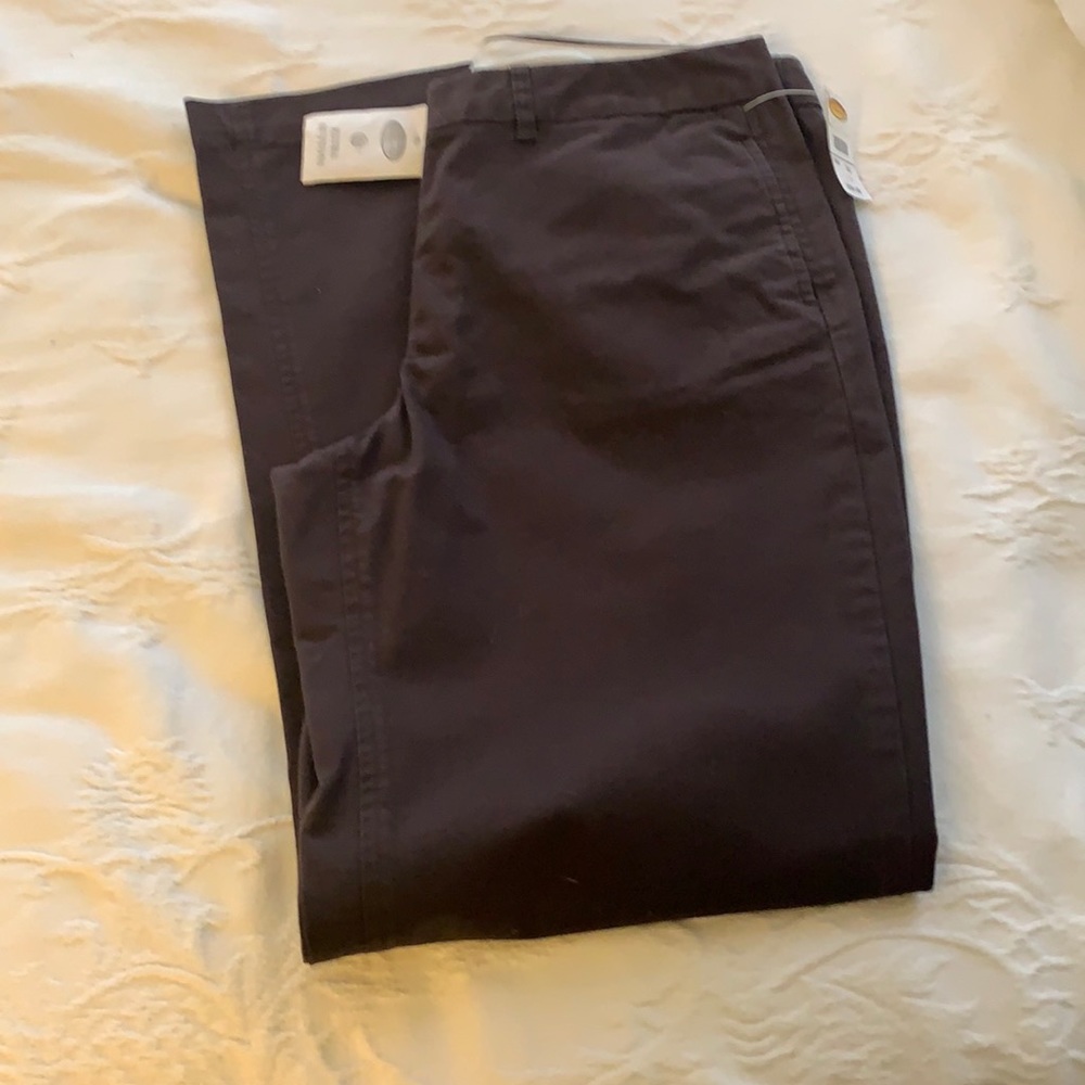 Talbots cotton pants.  Mid-rise, 2 button pockets in back, 2 flat front pockets.
